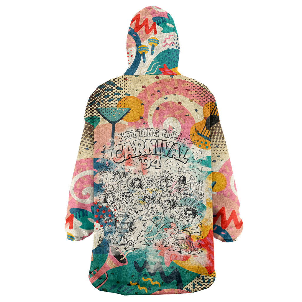 Notting Hill Carnival 94 Wearable Blanket Hoodie Vintage Festival Music Caribbean Dancers Steel Drums Pop Art