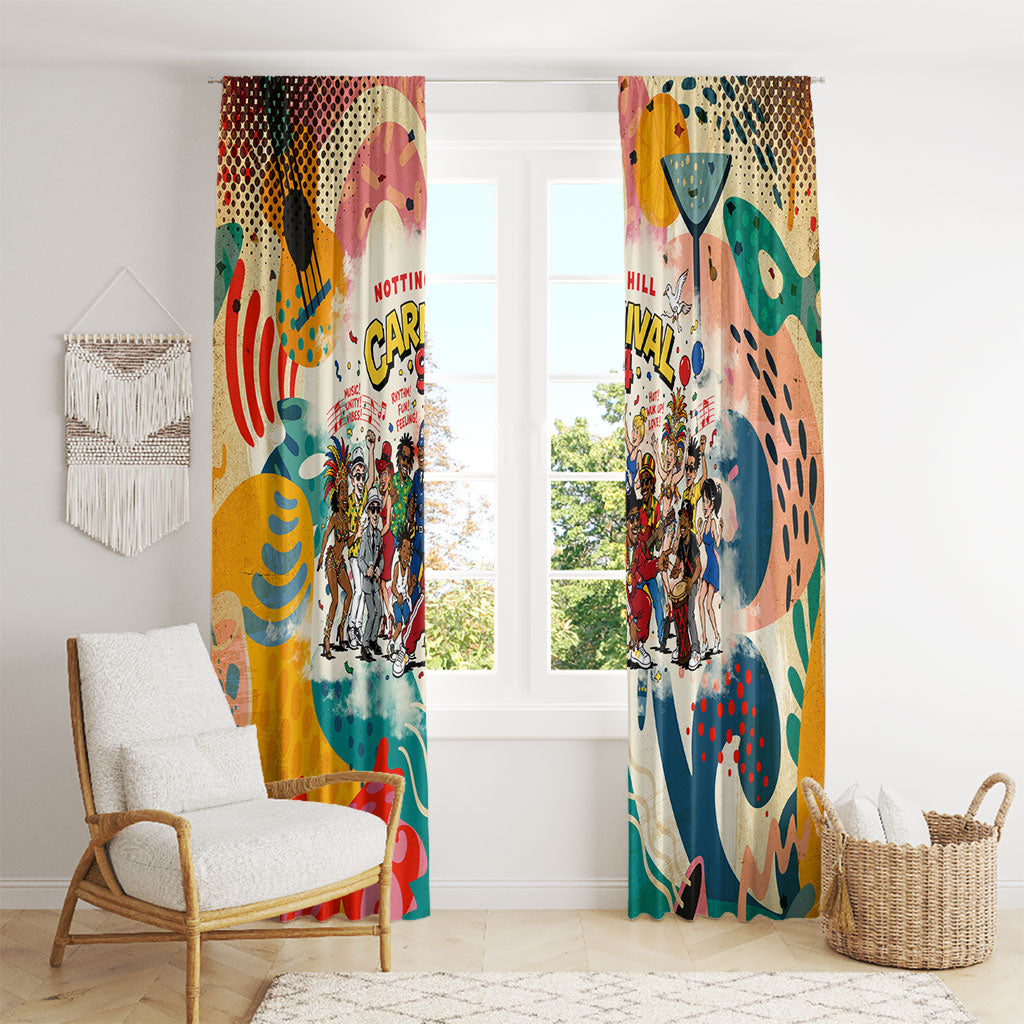 Notting Hill Carnival 94 Window Curtain Vintage Festival Music Caribbean Dancers Steel Drums Pop Art