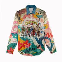 Notting Hill Carnival 94 Women Casual Shirt Vintage Festival Music Caribbean Dancers Steel Drums Pop Art