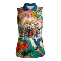 Notting Hill Carnival 94 Women Sleeveless Polo Shirt Vintage Festival Music Caribbean Dancers Steel Drums Pop Art