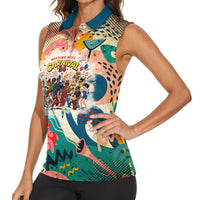 Notting Hill Carnival 94 Women Sleeveless Polo Shirt Vintage Festival Music Caribbean Dancers Steel Drums Pop Art