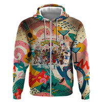 Notting Hill Carnival 94 Zip Hoodie Vintage Festival Music Caribbean Dancers Steel Drums Pop Art