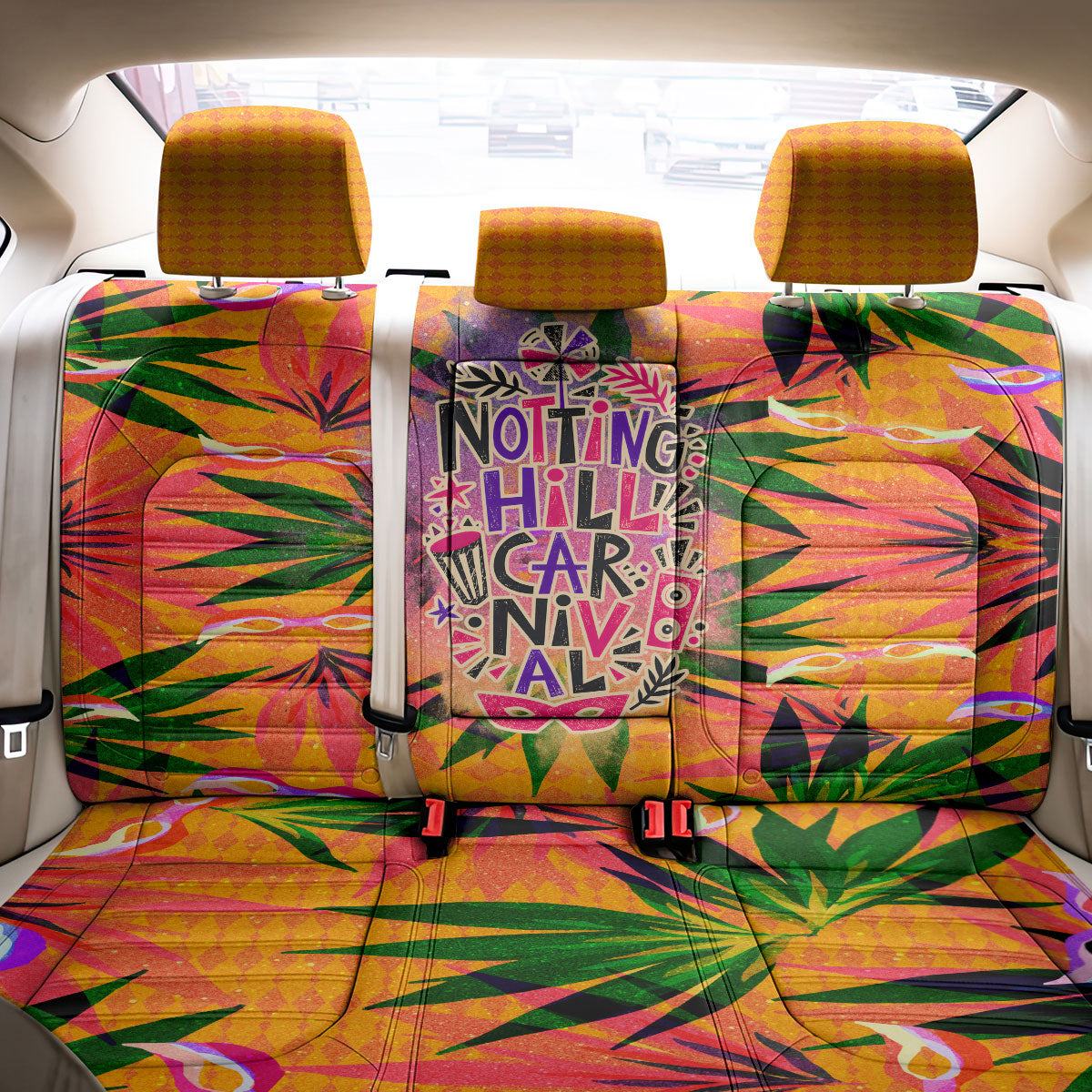 Notting Hill Carnival Back Car Seat Cover Caribbean Culture Music Festival Feathered Dancer Tropical