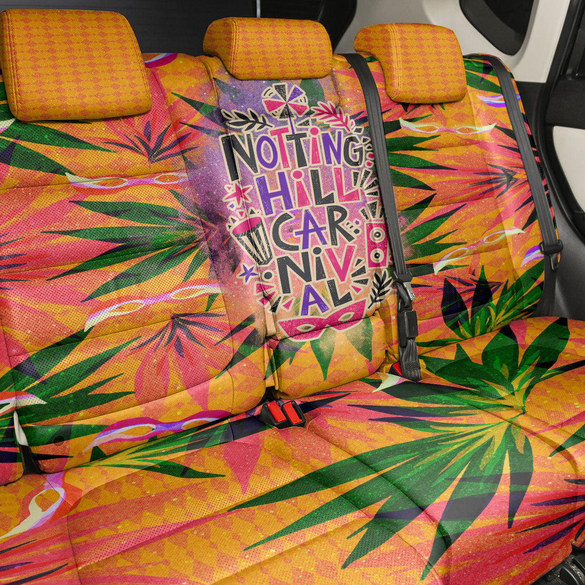 Notting Hill Carnival Back Car Seat Cover Caribbean Culture Music Festival Feathered Dancer Tropical
