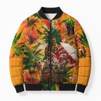 Notting Hill Carnival Bomber Puffer Jacket Caribbean Culture Music Festival Feathered Dancer Tropical