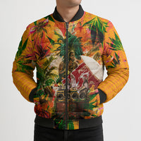 Notting Hill Carnival Bomber Puffer Jacket Caribbean Culture Music Festival Feathered Dancer Tropical