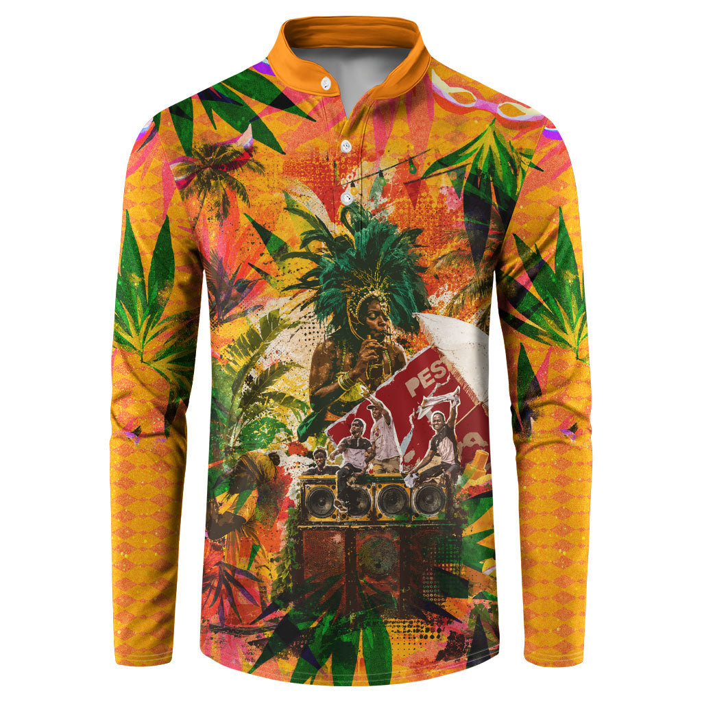 Notting Hill Carnival Button Sweatshirt Caribbean Culture Music Festival Feathered Dancer Tropical