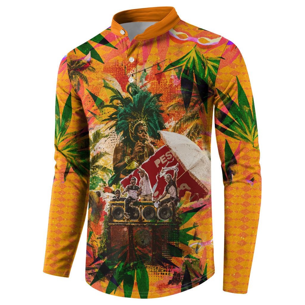 Notting Hill Carnival Button Sweatshirt Caribbean Culture Music Festival Feathered Dancer Tropical