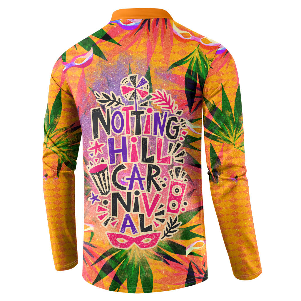 Notting Hill Carnival Button Sweatshirt Caribbean Culture Music Festival Feathered Dancer Tropical