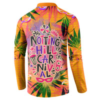 Notting Hill Carnival Button Sweatshirt Caribbean Culture Music Festival Feathered Dancer Tropical
