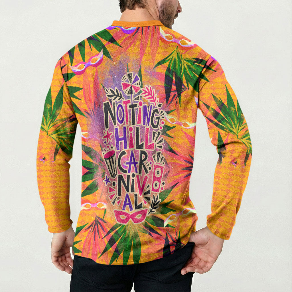 Notting Hill Carnival Button Sweatshirt Caribbean Culture Music Festival Feathered Dancer Tropical