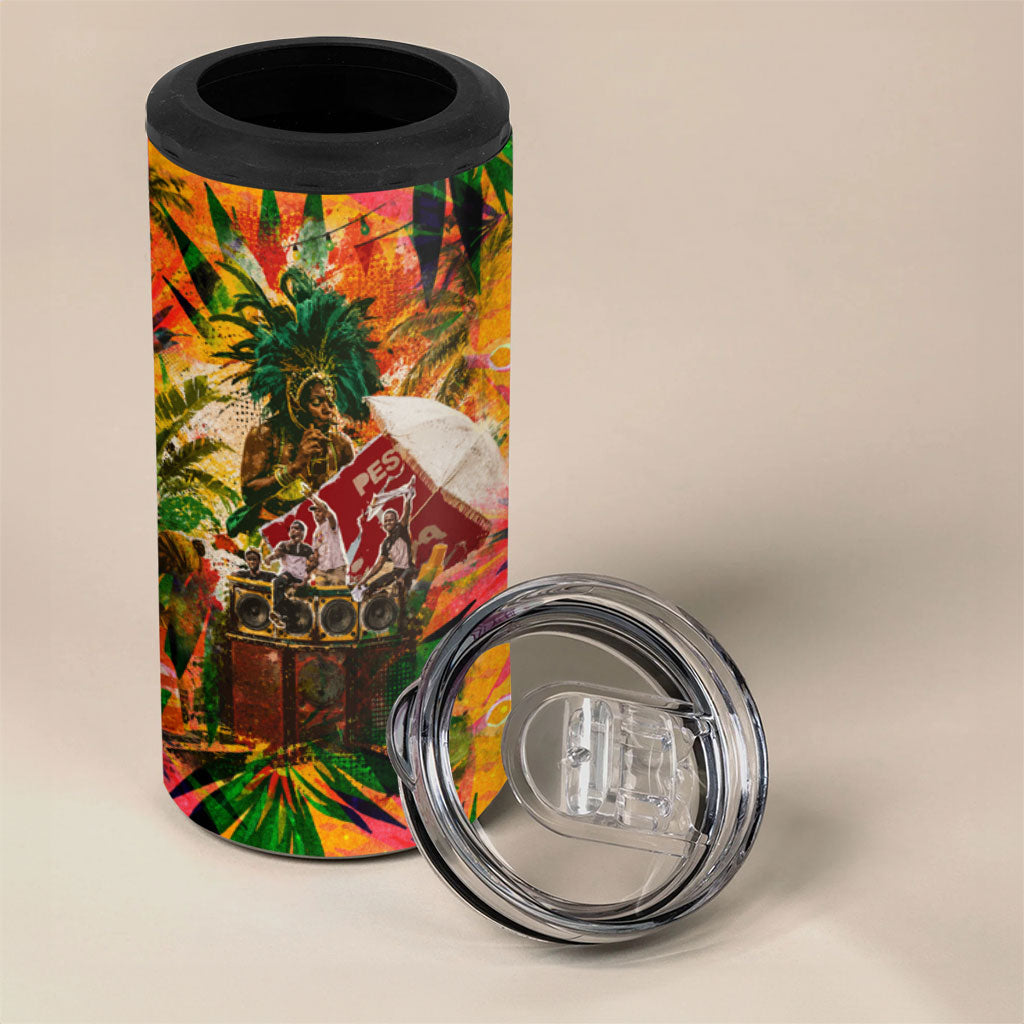 Notting Hill Carnival 4 in 1 Can Cooler Tumbler Caribbean Culture Music Festival Feathered Dancer Tropical