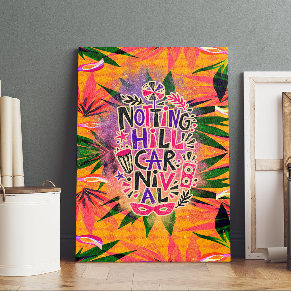 Notting Hill Carnival Canvas Wall Art Caribbean Culture Music Festival Feathered Dancer Tropical