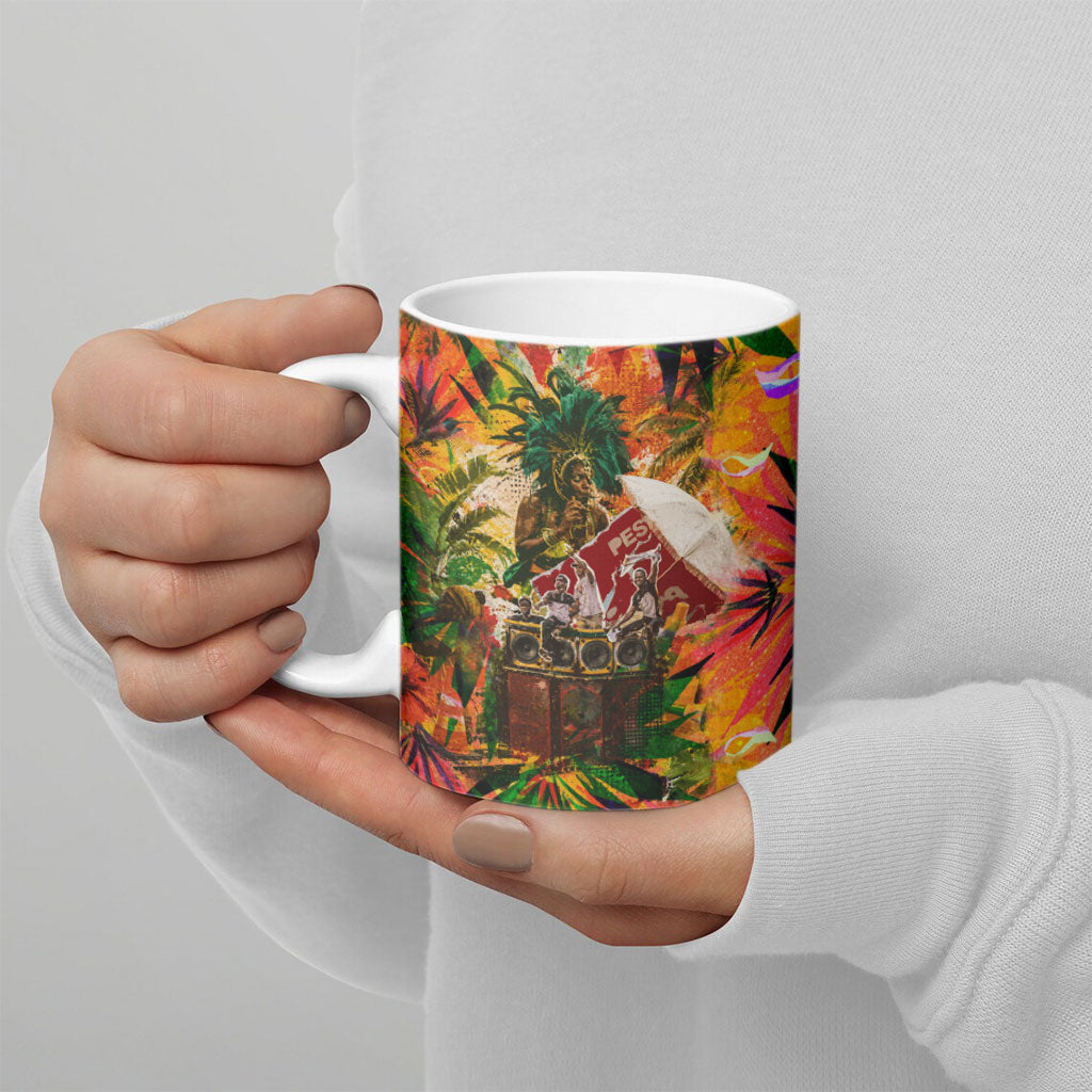Notting Hill Carnival Ceramic Mug Caribbean Culture Music Festival Feathered Dancer Tropical