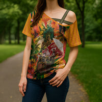 Notting Hill Carnival Cross Shoulder Shirt Caribbean Culture Music Festival Feathered Dancer Tropical