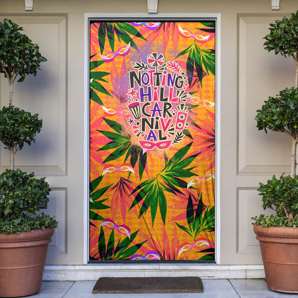 Notting Hill Carnival Door Cover Caribbean Culture Music Festival Feathered Dancer Tropical