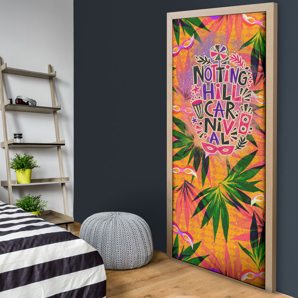 Notting Hill Carnival Door Cover Caribbean Culture Music Festival Feathered Dancer Tropical