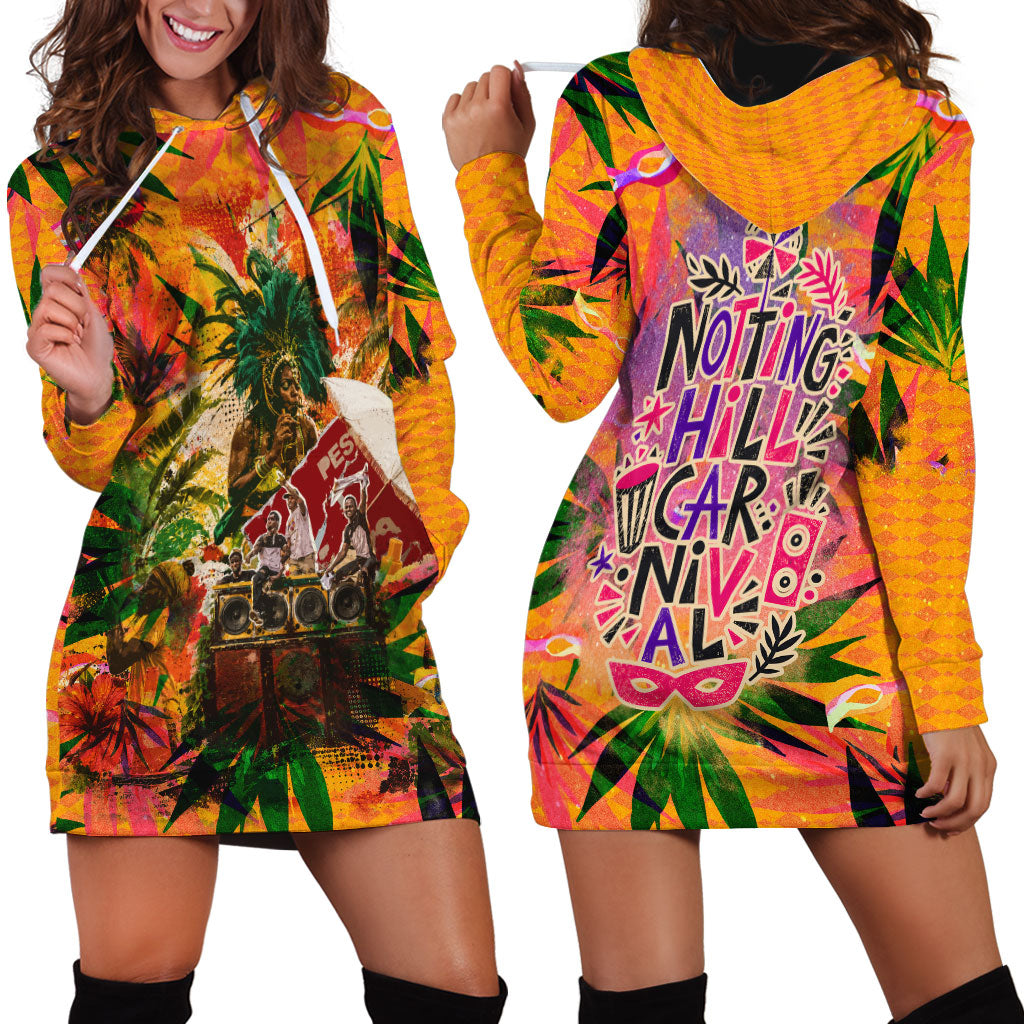 Notting Hill Carnival Hoodie Dress Caribbean Culture Music Festival Feathered Dancer Tropical