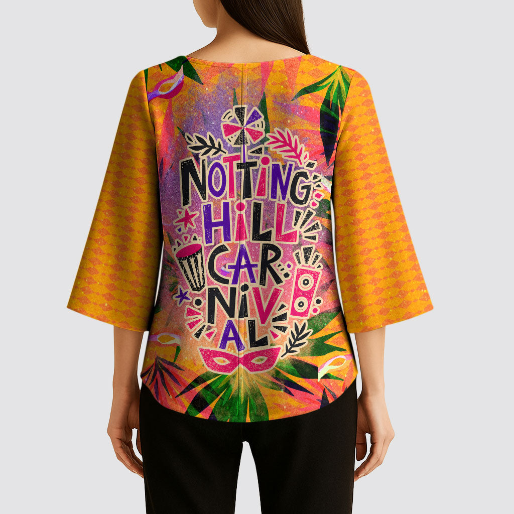 Notting Hill Carnival Kimono Sleeve Blouse Caribbean Culture Music Festival Feathered Dancer Tropical