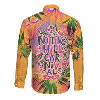 Notting Hill Carnival Long Sleeve Button Shirt Caribbean Culture Music Festival Feathered Dancer Tropical