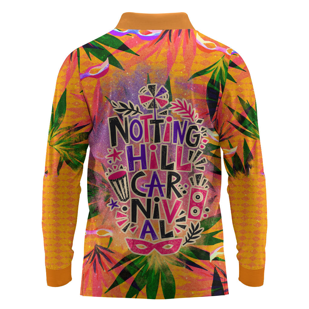 Notting Hill Carnival Long Sleeve Polo Shirt Caribbean Culture Music Festival Feathered Dancer Tropical