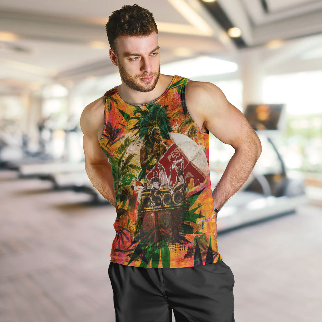 Notting Hill Carnival Men Tank Top Caribbean Culture Music Festival Feathered Dancer Tropical