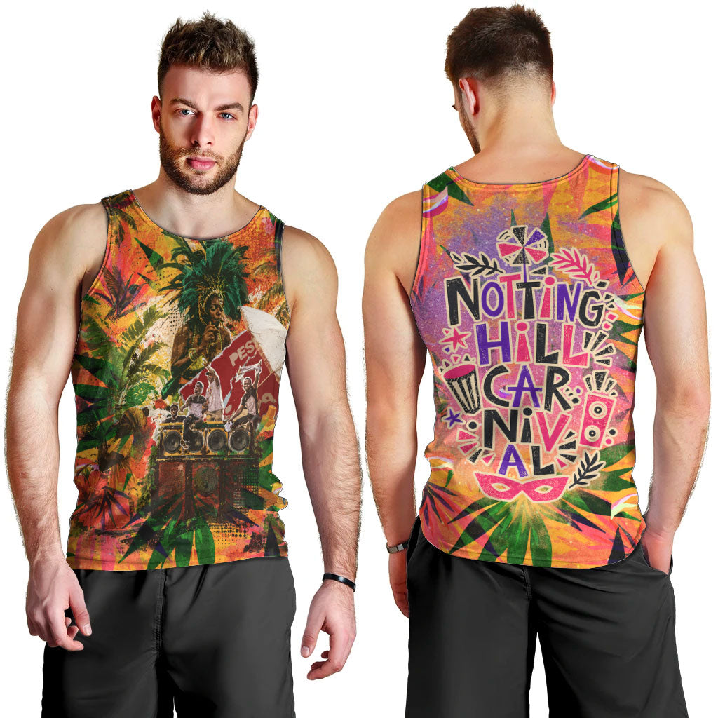 Notting Hill Carnival Men Tank Top Caribbean Culture Music Festival Feathered Dancer Tropical