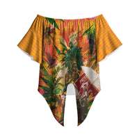Notting Hill Carnival Off Shoulder Wrap Waist Top Caribbean Culture Music Festival Feathered Dancer Tropical