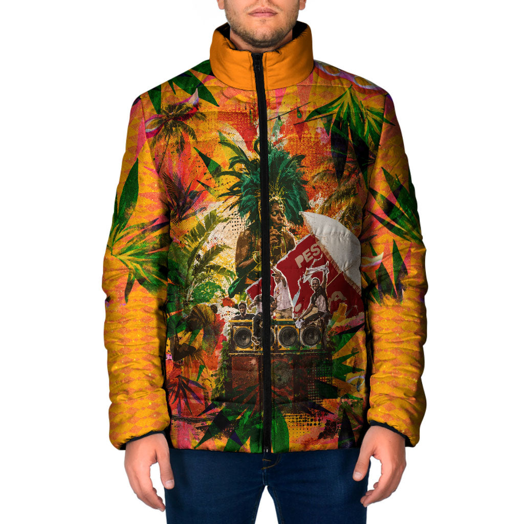Notting Hill Carnival Padded Jacket Caribbean Culture Music Festival Feathered Dancer Tropical