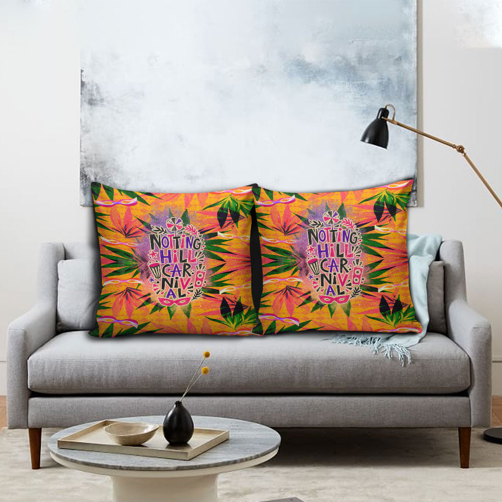 Notting Hill Carnival Pillow Cover Caribbean Culture Music Festival Feathered Dancer Tropical