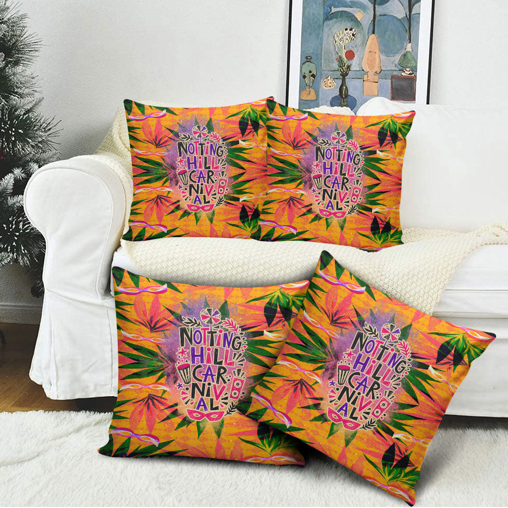 Notting Hill Carnival Pillow Cover Caribbean Culture Music Festival Feathered Dancer Tropical