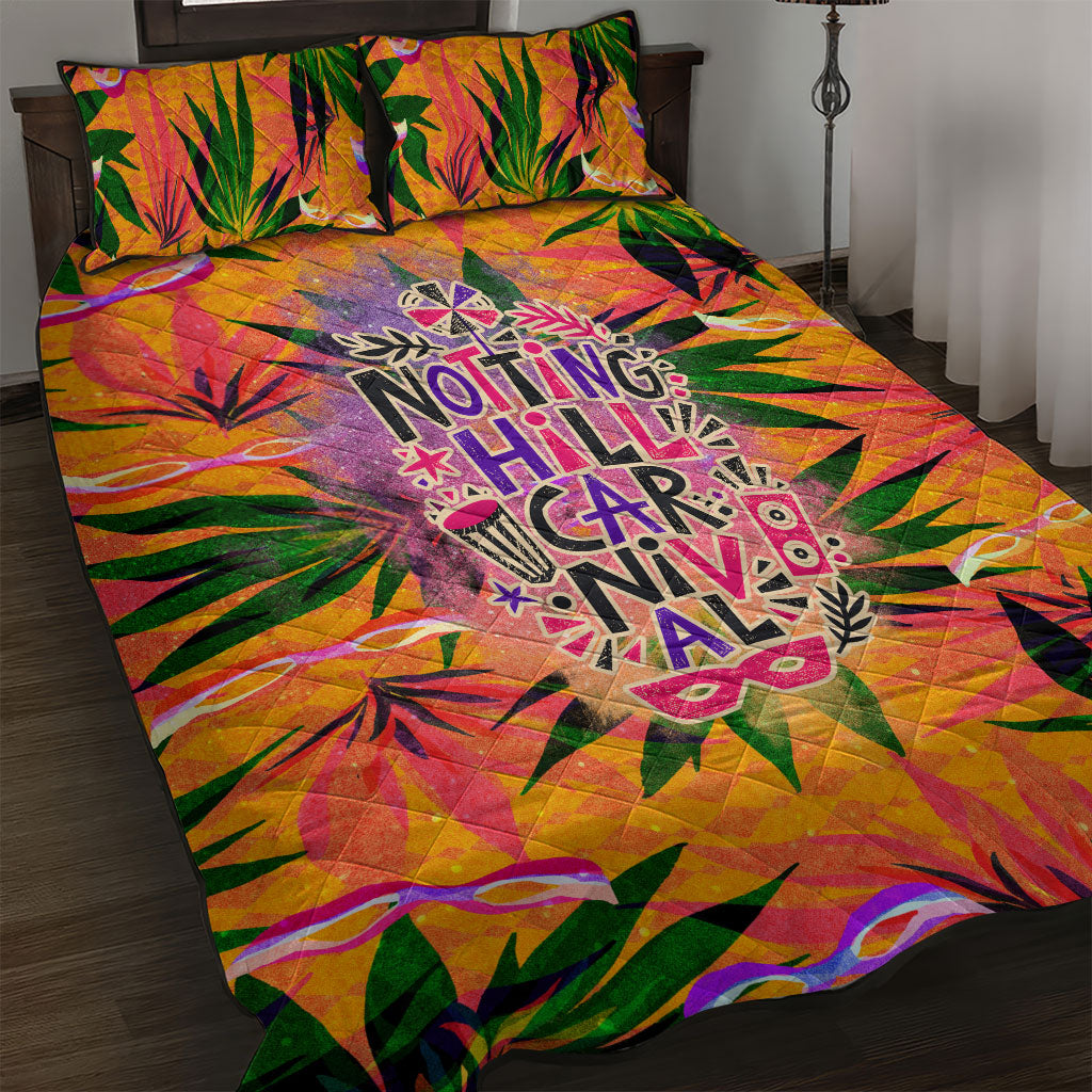 Notting Hill Carnival Quilt Bed Set Caribbean Culture Music Festival Feathered Dancer Tropical