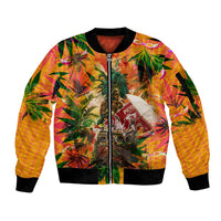 Notting Hill Carnival Sleeve Zip Bomber Jacket Caribbean Culture Music Festival Feathered Dancer Tropical