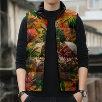 Notting Hill Carnival Sleeveless Puffer Jacket Caribbean Culture Music Festival Feathered Dancer Tropical