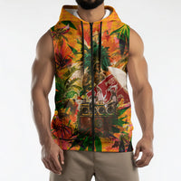 Notting Hill Carnival Sleeveless Zip Hoodie Caribbean Culture Music Festival Feathered Dancer Tropical
