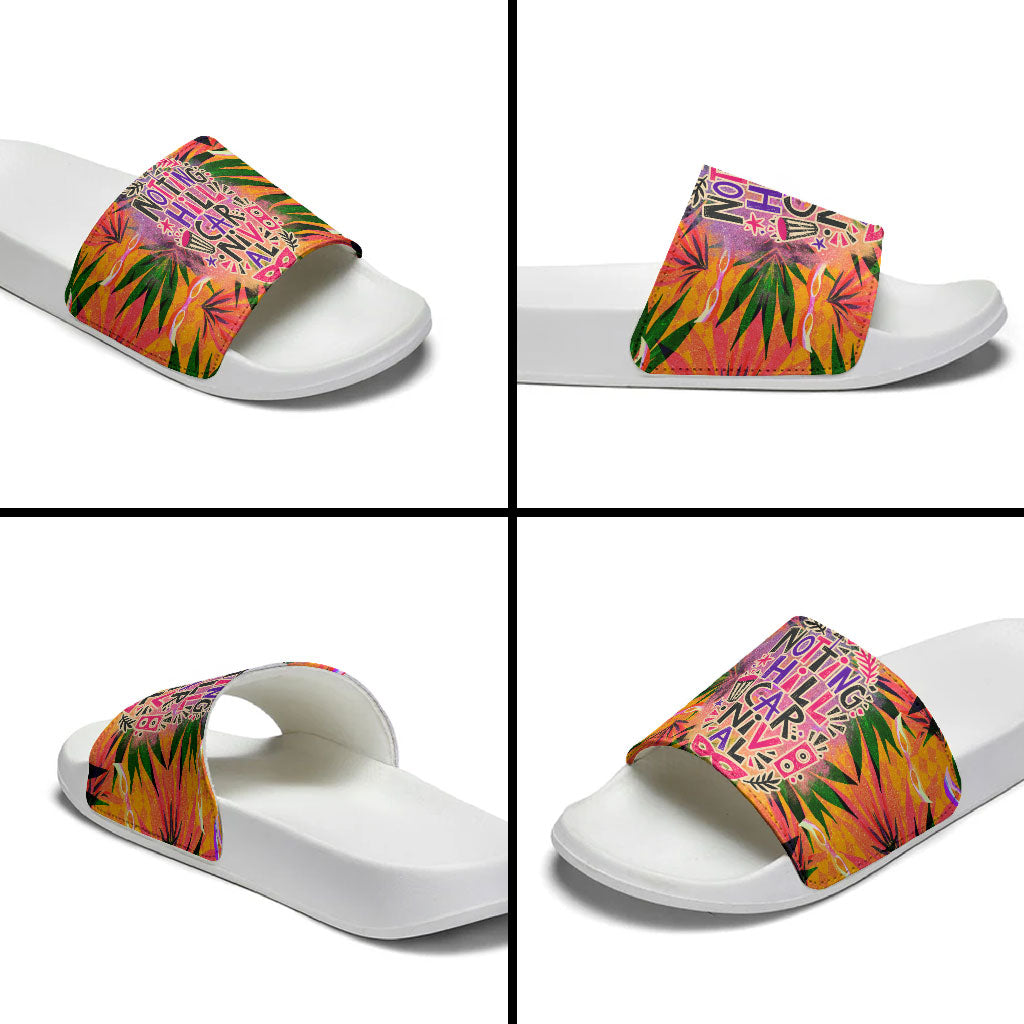 Notting Hill Carnival Slide Sandals Caribbean Culture Music Festival Feathered Dancer Tropical