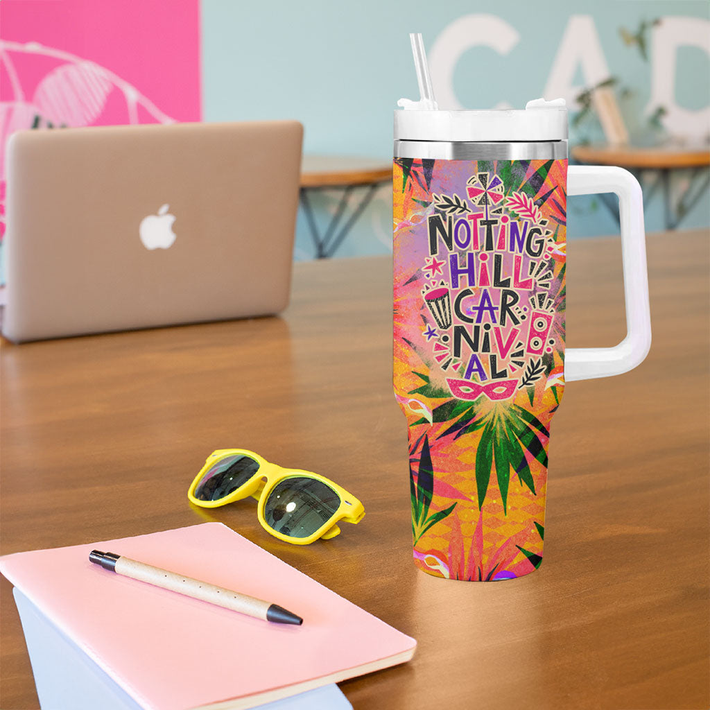 Notting Hill Carnival Tumbler With Handle Caribbean Culture Music Festival Feathered Dancer Tropical