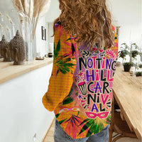 Notting Hill Carnival Women Casual Shirt Caribbean Culture Music Festival Feathered Dancer Tropical