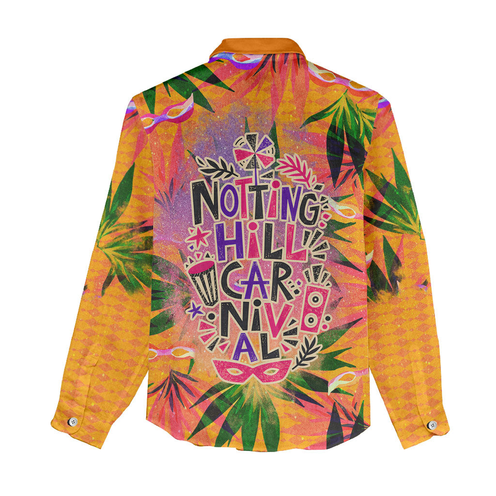 Notting Hill Carnival Women Casual Shirt Caribbean Culture Music Festival Feathered Dancer Tropical