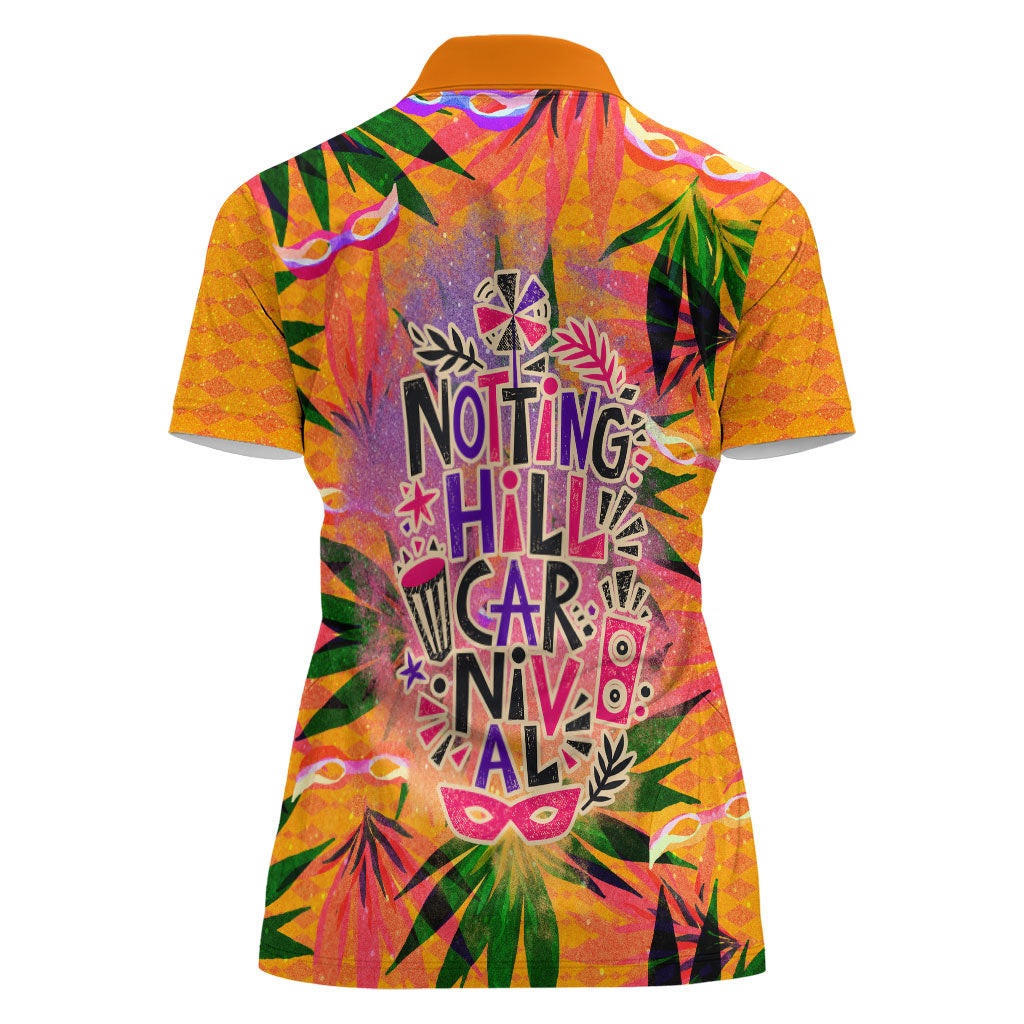 Notting Hill Carnival Women Polo Shirt Caribbean Culture Music Festival Feathered Dancer Tropical