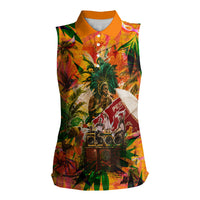 Notting Hill Carnival Women Sleeveless Polo Shirt Caribbean Culture Music Festival Feathered Dancer Tropical