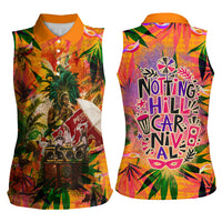 Notting Hill Carnival Women Sleeveless Polo Shirt Caribbean Culture Music Festival Feathered Dancer Tropical