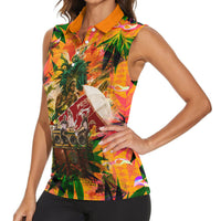 Notting Hill Carnival Women Sleeveless Polo Shirt Caribbean Culture Music Festival Feathered Dancer Tropical