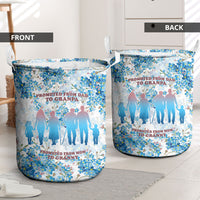 Promoted To Grandparents Laundry Basket Family Generations Blue Floral Silhouette Art