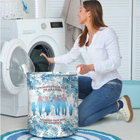 Promoted To Grandparents Laundry Basket Family Generations Blue Floral Silhouette Art