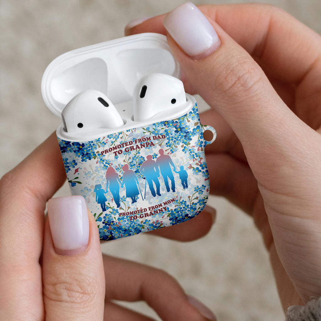 Promoted To Grandparents AirPods Case Family Generations Blue Floral Silhouette Art