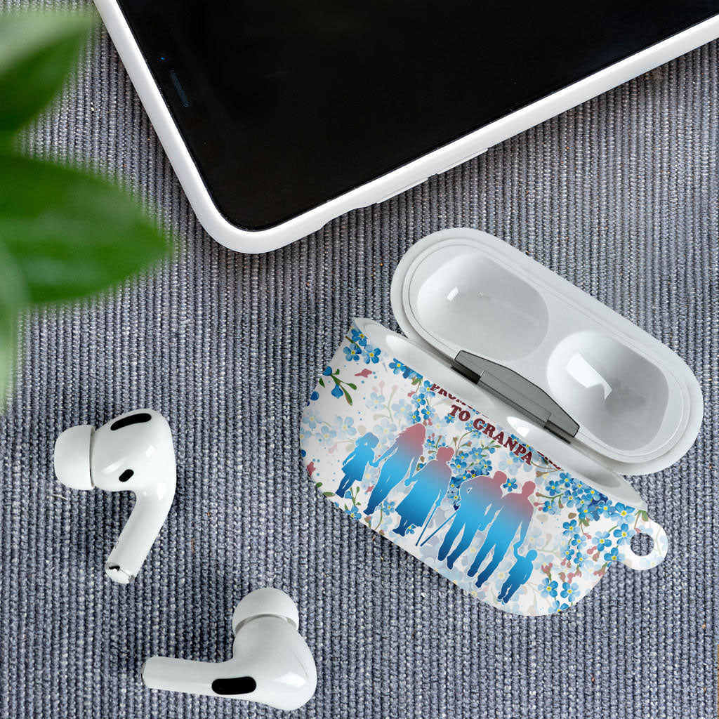 Promoted To Grandparents AirPods Case Family Generations Blue Floral Silhouette Art