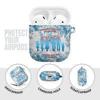 Promoted To Grandparents AirPods Case Family Generations Blue Floral Silhouette Art