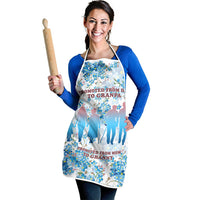 Promoted To Grandparents Apron Family Generations Blue Floral Silhouette Art