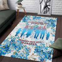 Promoted To Grandparents Area Rug Family Generations Blue Floral Silhouette Art